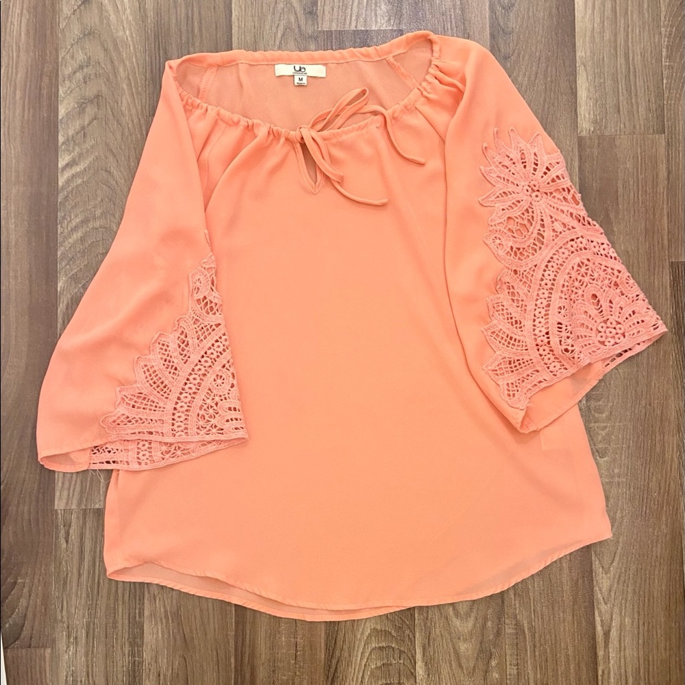 YA Los Angeles Boho Top Sz M Peach